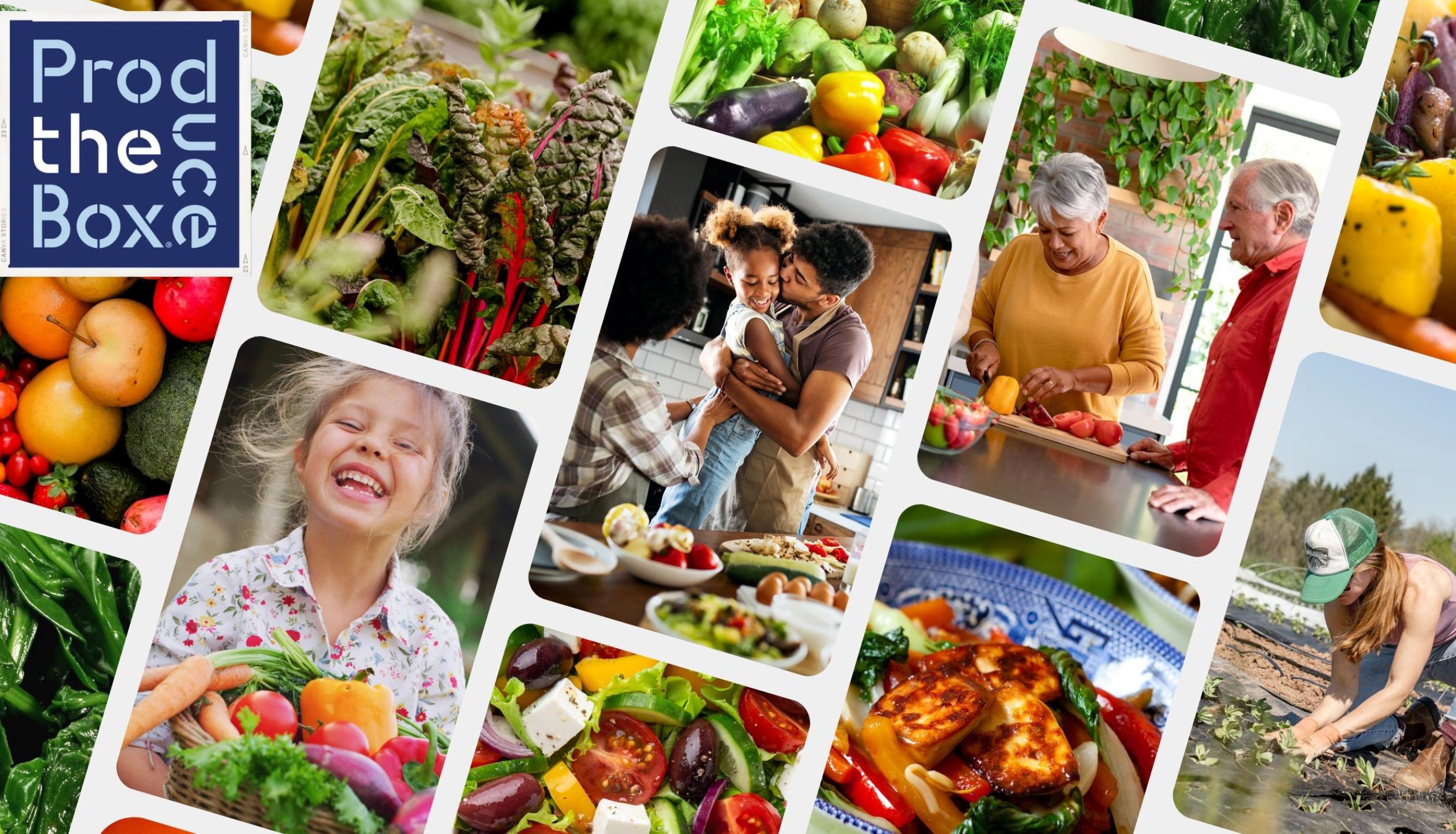 People with fruits and vegetables