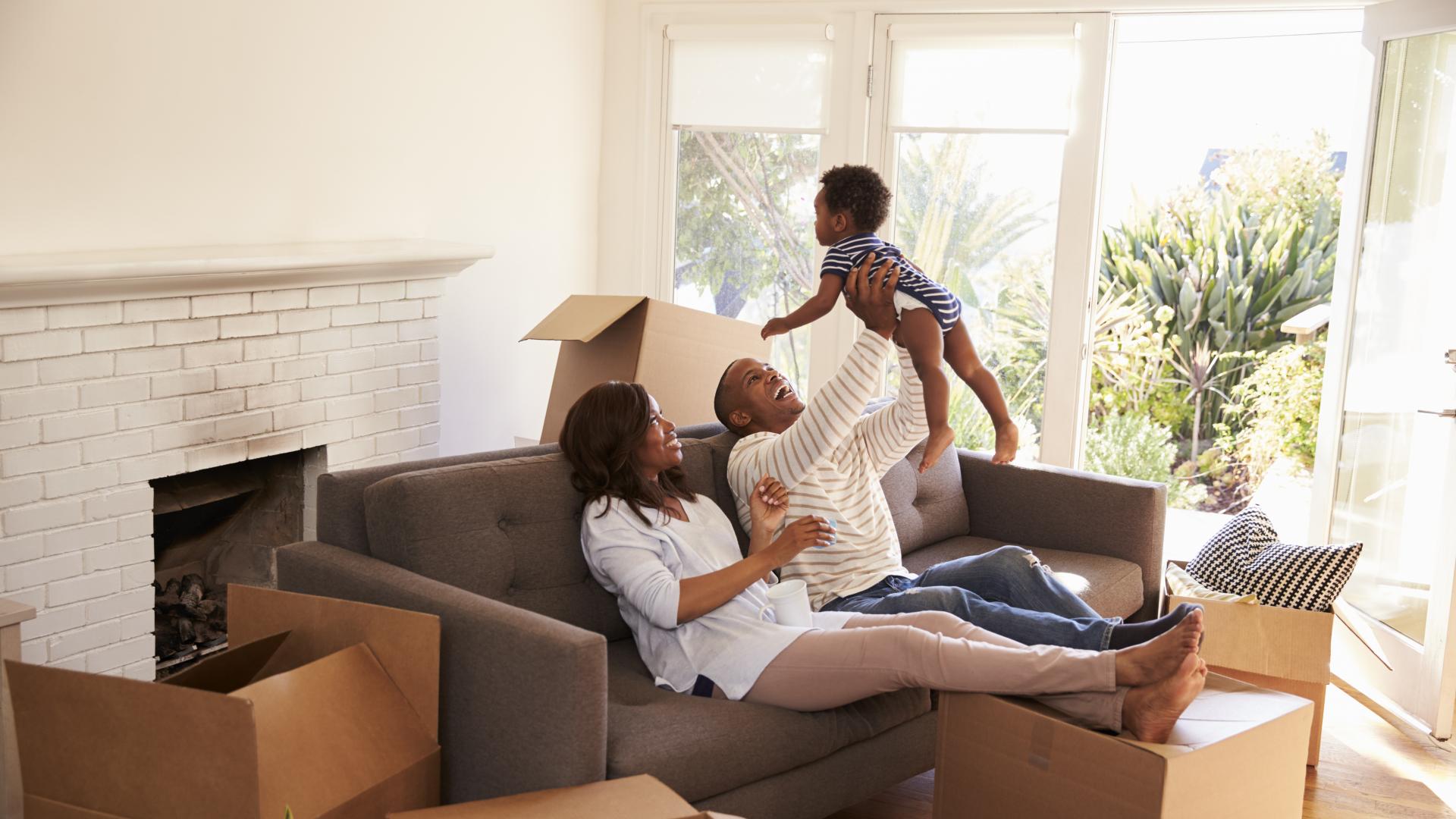 Family moves in to new home