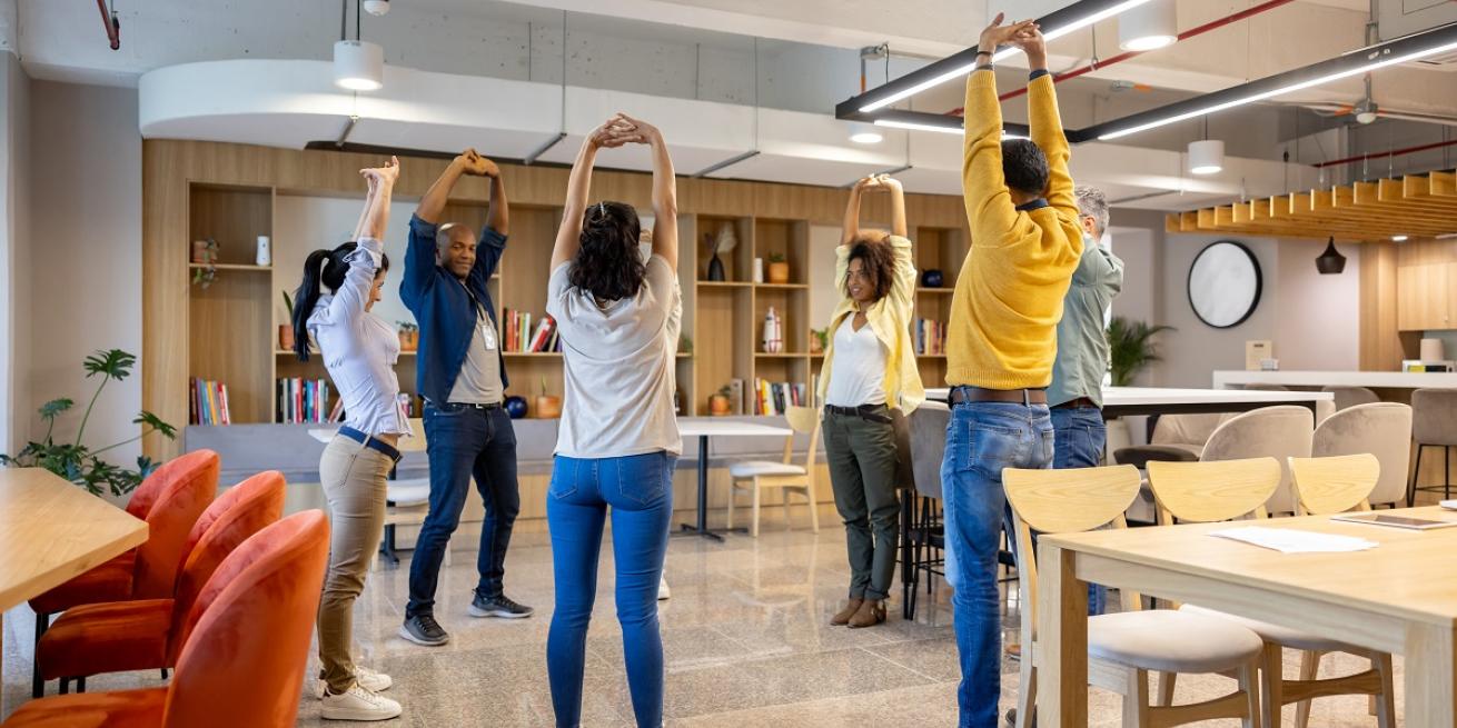 group of people stretching